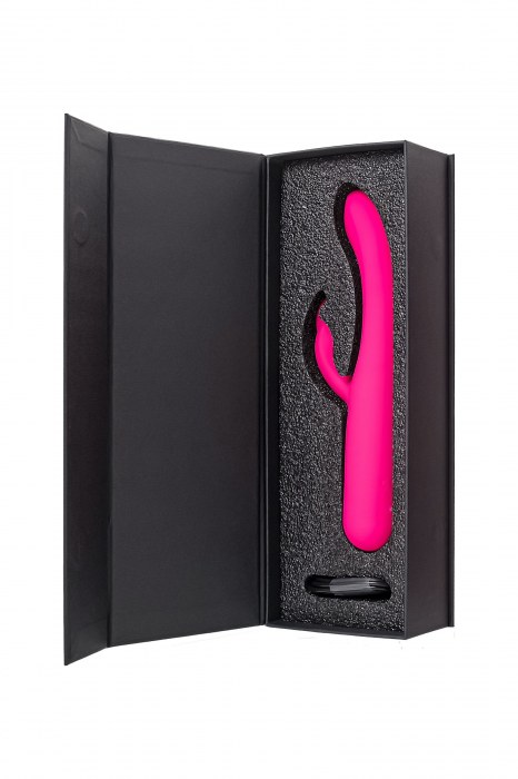 Ярко-розовый вибратор с клиторальной стимуляцией Rablock - 23,5 см. - ToyFa