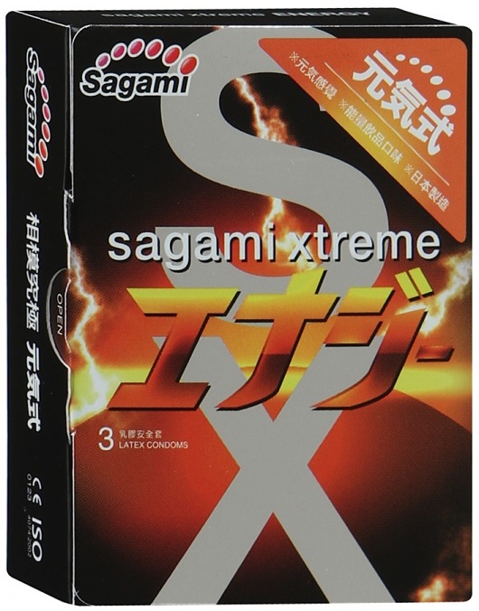 Презервативы Sagami Xtreme ENERGY с ароматом энергетика - 3 шт. - Sagami - купить с доставкой в Димитровграде