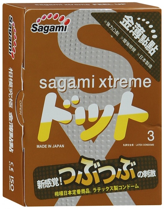 Презервативы Sagami Xtreme FEEL UP с точечной текстурой и линиями прилегания - 3 шт. - Sagami - купить с доставкой в Димитровграде
