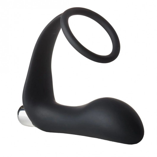 Черное эрекционное кольцо с вибропробкой Vibrating Anal Plug With Cockring - Dream Toys - в Димитровграде купить с доставкой
