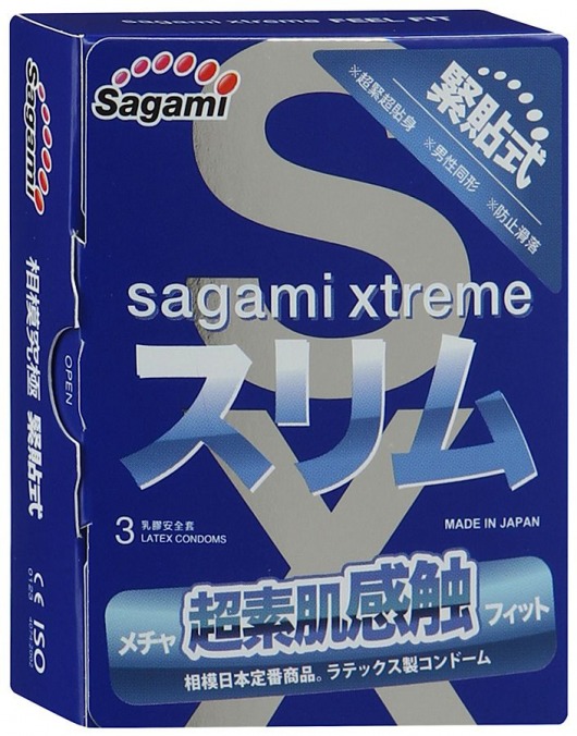 Розовые презервативы Sagami Xtreme FEEL FIT 3D - 3 шт. - Sagami - купить с доставкой в Димитровграде