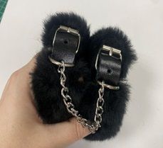 Черные наручники на цепи с меховой опушкой - Лунный свет - купить с доставкой в Димитровграде