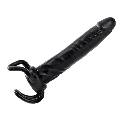 Чёрная насадка-фаллос для двойного проникновения INFLATABLE DILDO SLIM DONG  - 13,5 см. - Toyz4lovers - в Димитровграде купить с доставкой