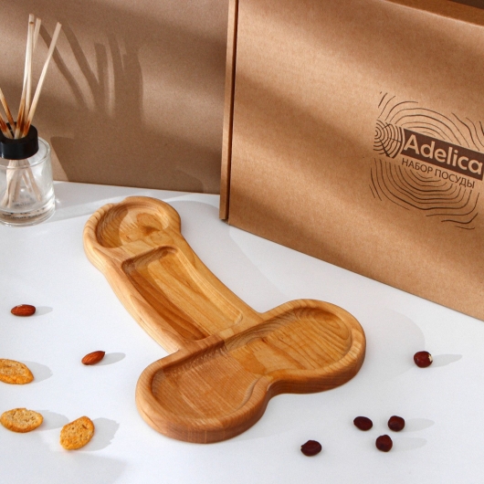 Деревянное блюдо для подачи в форме члена (32,5 х 20 х 1,7 см) - Сима-Ленд - купить с доставкой в Димитровграде