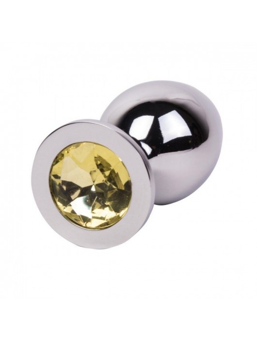 Большой стальной плаг с желтым кристаллом Sweet Lemon - 9,5 см. - Erotic Fantasy - купить с доставкой в Димитровграде