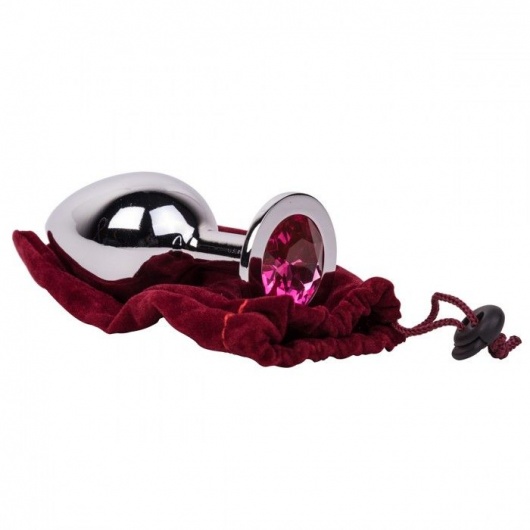 Большой стальной плаг с розовым кристаллом Pink Bubble Gum - 9,5 см. - Erotic Fantasy - купить с доставкой в Димитровграде