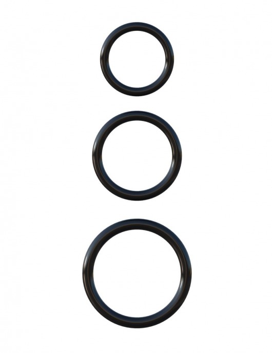 Набор из трех черных эрекционных колец Silicone 3-Ring Stamina Set - Pipedream - в Димитровграде купить с доставкой