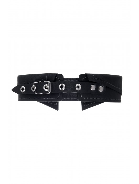 Черный кожаный ошейник-воротник с поводком - Pecado - купить с доставкой в Димитровграде