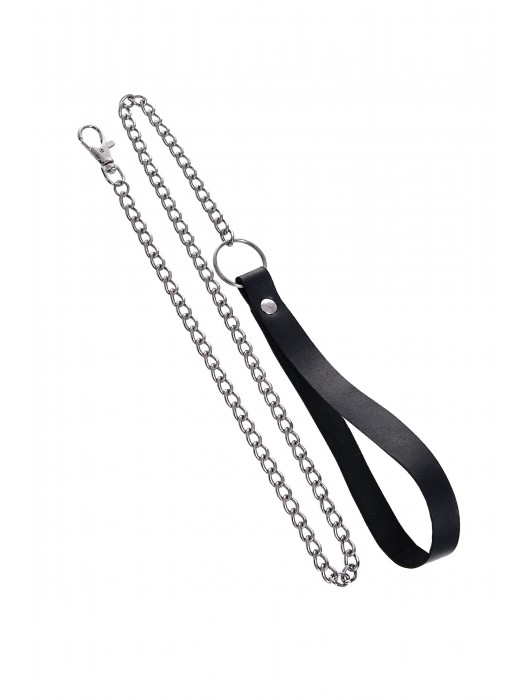 Черный кожаный ошейник-воротник с поводком - Pecado - купить с доставкой в Димитровграде