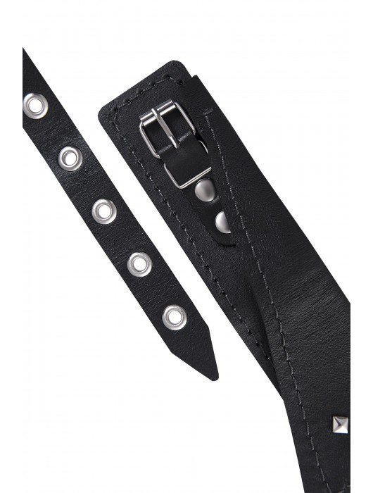 Черный кожаный ошейник-воротник с поводком - Pecado - купить с доставкой в Димитровграде