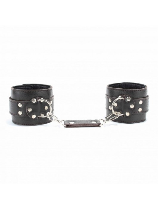 Коричневые оковы из мягкой кожи на металлической цепочке - БДСМ Арсенал - купить с доставкой в Димитровграде