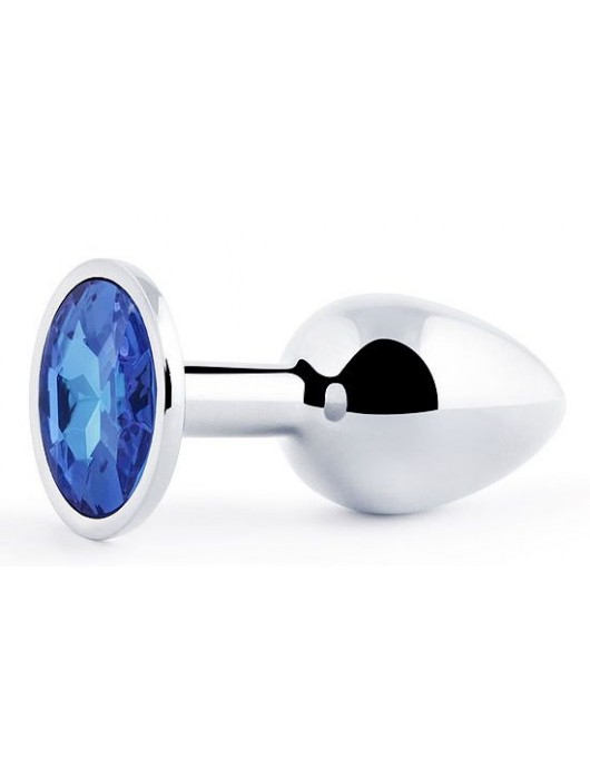 Анальное украшение BUTT PLUG  Small с синим кристаллом - 7 см. - Anal Jewelry Plug - купить с доставкой в Димитровграде