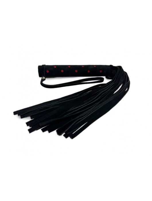 Черная замшевая плеть с красными точками на рукояти Red dot Princess - 43 см. - БДСМ Арсенал - купить с доставкой в Димитровграде