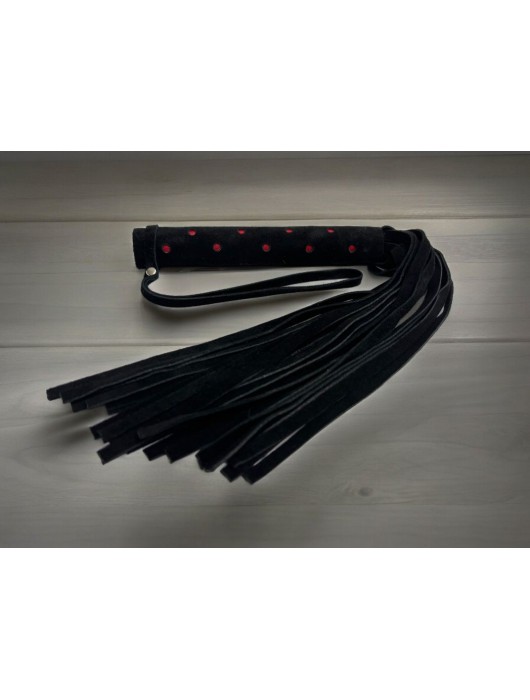 Черная замшевая плеть с красными точками на рукояти Red dot Princess - 43 см. - БДСМ Арсенал - купить с доставкой в Димитровграде