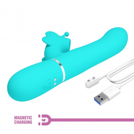 Аквамариновый вибратор-кролик Ridgely - 22,6 см. - Baile