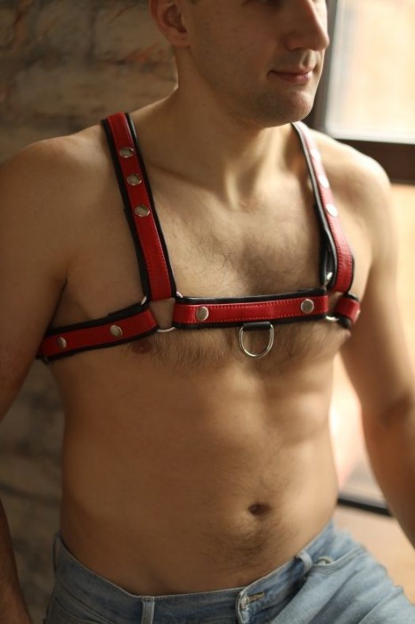 Черно-красная мужская портупея Black-Red - БДСМ Арсенал - купить с доставкой в Димитровграде