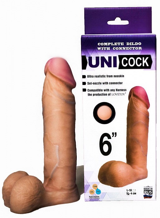Насадка для страпона фаллической формы UNICOCK 6  - 18 см. - LOVETOY (А-Полимер) - купить с доставкой в Димитровграде