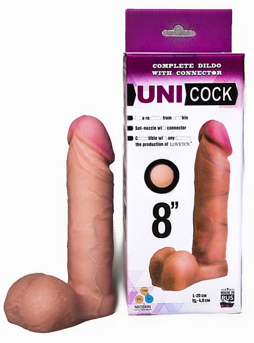 Фаллическая насадка для страпона UNICOCK 8  - 20 см. - LOVETOY (А-Полимер) - купить с доставкой в Димитровграде