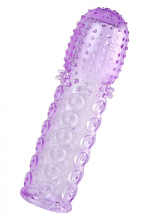 Фиолетовая рельефная насадка на пенис - 13,5 см. - A-toys - в Димитровграде купить с доставкой