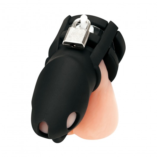 Черная клетка для пениса Silicone Small 2 in Cock Cage With Ball Divider - BlueLine - купить с доставкой в Димитровграде