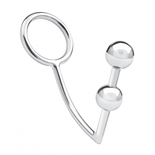 Кольцо на пенис с анальным стимулятором Two Bead Stainless Steel Anal Hook   Cock Ring - BlueLine - в Димитровграде купить с доставкой