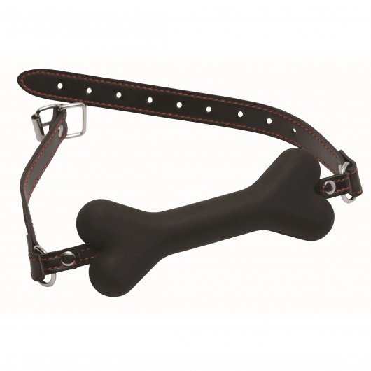 Черный кляп в форме косточки Hound Adjustable Dog Bone Gag - XR Brands - купить с доставкой в Димитровграде