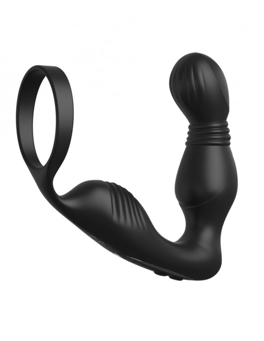 Черный вибростимулятор простаты с эрекционным кольцом Ass-Gasm Pro P-Spot Milker - Pipedream - в Димитровграде купить с доставкой