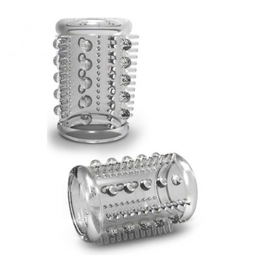 Прозрачная насадка с шипами и шишечками STAY HARD COCK SLEEVE 03 CLEAR - Blush Novelties - в Димитровграде купить с доставкой