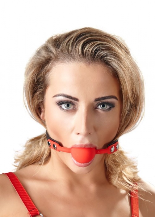 Силиконовый кляп-шар на чёрных ремешках Red Gag silicone - Orion - купить с доставкой в Димитровграде