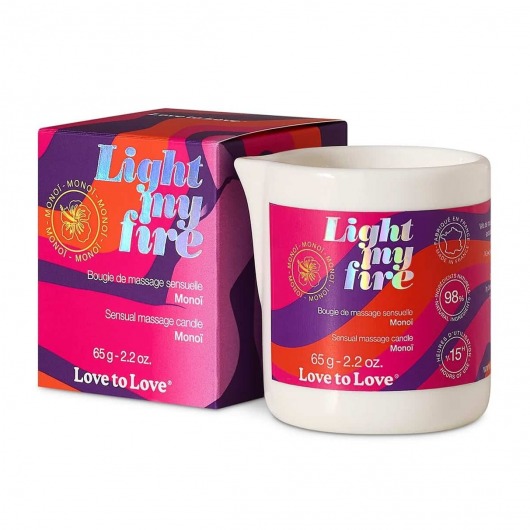 Массажная свеча Light My Fire с ароматом моной - 80 мл. - Love to Love - купить с доставкой в Димитровграде