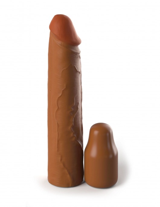 Коричневая насадка на член 2  Silicone X-tension - 20,3 см. - Pipedream - в Димитровграде купить с доставкой