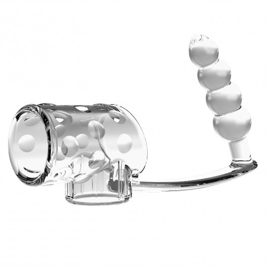 Прозрачная насадка на пенис и мошонку с анальным стимулятором Rilley - Baile - в Димитровграде купить с доставкой