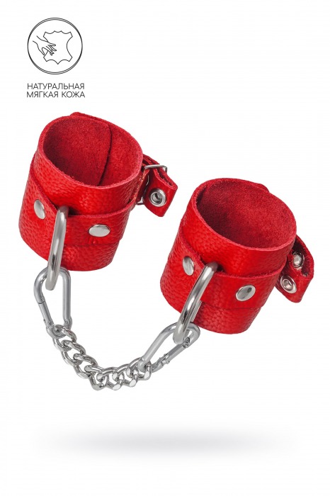 Красные мягкие кожаные наручники с люверсами - Pecado - купить с доставкой в Димитровграде