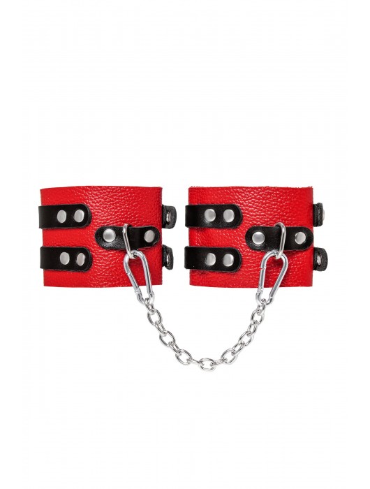 Красно-черные мягкие оковы с двумя ремешками с люверсами - Pecado - купить с доставкой в Димитровграде