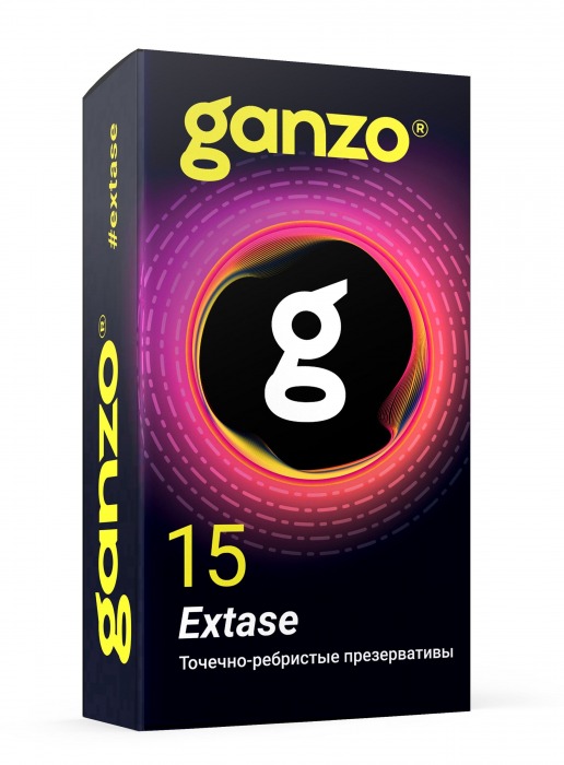 Презервативы анатомической формы с точечной и ребристой структурой Ganzo Extase - 15 шт. - Ganzo - купить с доставкой в Димитровграде