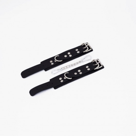 Черные кожаные наручники с регулируемыми ремешками - Crazy Handmade - купить с доставкой в Димитровграде