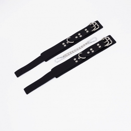 Черные кожаные оковы с регулируемыми ремешками - Crazy Handmade - купить с доставкой в Димитровграде