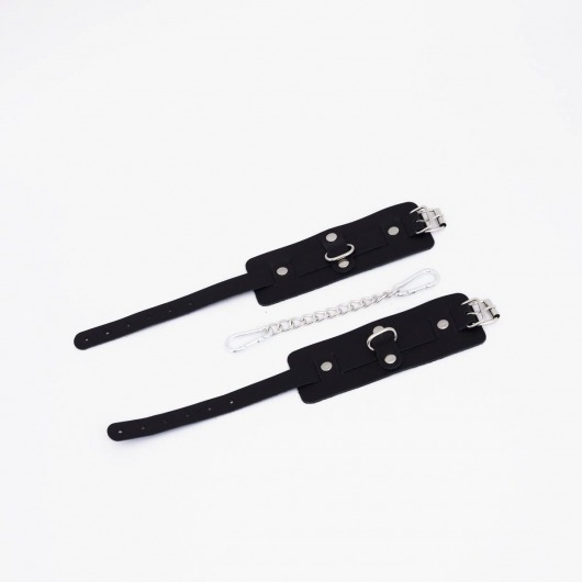 Черные кожаные оковы с хромированной фурнитурой - Crazy Handmade - купить с доставкой в Димитровграде