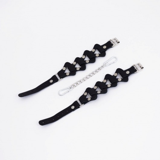 Черные кожаные оковы из звеньев - Crazy Handmade - купить с доставкой в Димитровграде