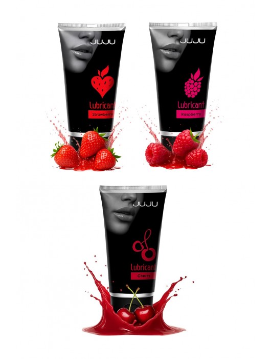 Набор из 3 съедобных лубрикантов JUJU (клубника, малина, вишня) - JuJu - купить с доставкой в Димитровграде