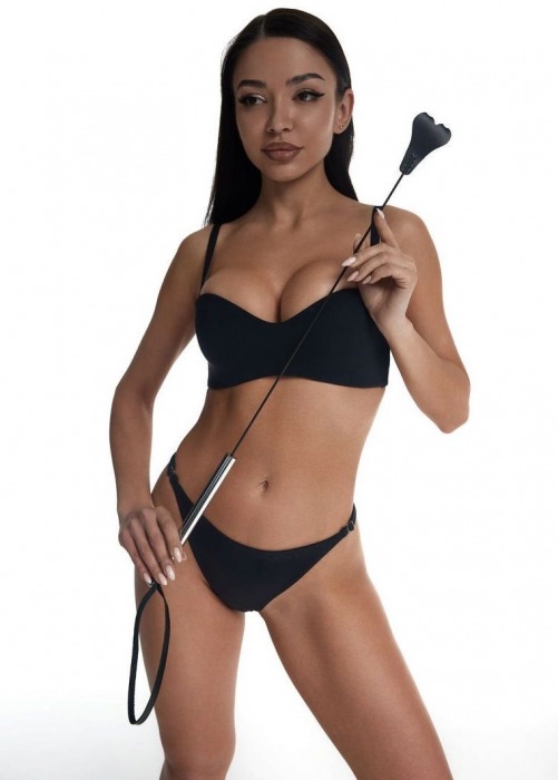 Стек с черным кожаным наконечником в виде сердца и металлической ручкой - 67 см. - Crazy Handmade - купить с доставкой в Димитровграде