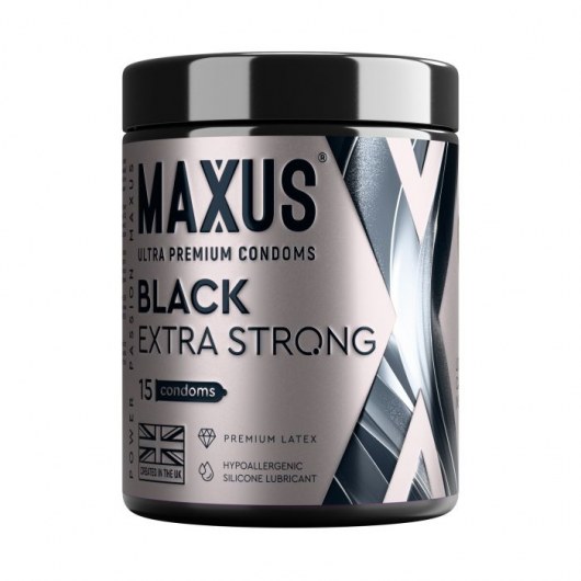 Черные утолщенные презервативы MAXUS Extra Strong с железным кейсом - 15 шт. - Maxus - купить с доставкой в Димитровграде