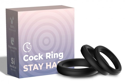 Набор из 3 черных эрекционных колец Stay Hard - Boys of Toys - в Димитровграде купить с доставкой