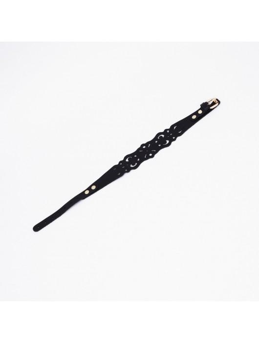 Черный ажурный чокер с золотистой фурнитурой - Crazy Handmade - купить с доставкой в Димитровграде