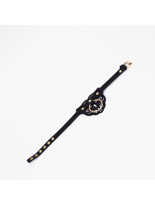 Черный чокер с клепками и золотистой фурнитурой - Crazy Handmade - купить с доставкой в Димитровграде