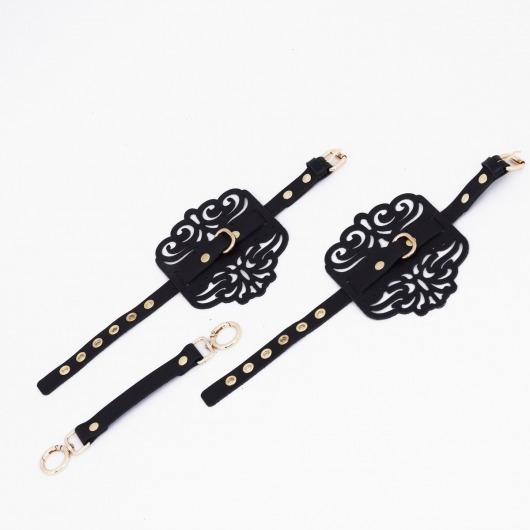 Черный фигурные оковы с золотистой фурнитурой - Crazy Handmade - купить с доставкой в Димитровграде