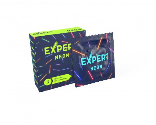 Светящиеся в темноте презервативы Expert Neon - 3 шт. - Expert - купить с доставкой в Димитровграде