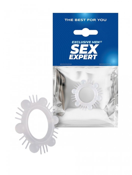 Эластичное эрекционное кольцо с шипиками и шариками - Sex Expert - в Димитровграде купить с доставкой
