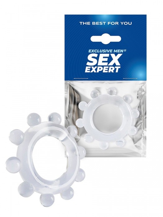 Прозрачное эрекционное кольцо со стимулирующими шариками - Sex Expert - в Димитровграде купить с доставкой