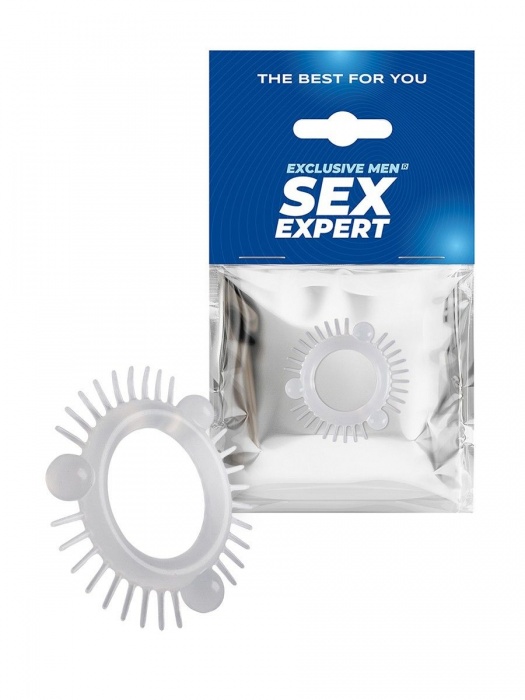 Эластичное эрекционное кольцо с 3 шариками и шипами - Sex Expert - в Димитровграде купить с доставкой